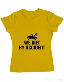 Tricou ADLER dama We met by accident Galben