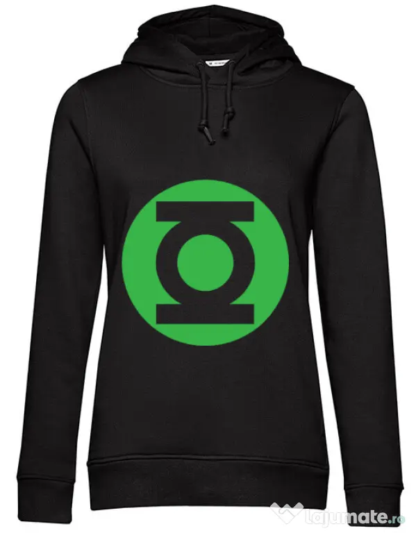 Hoodie dama cu gluga Green lantern Negru