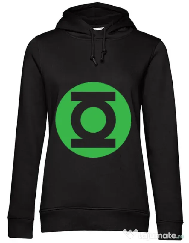Hoodie dama cu gluga Green lantern Negru