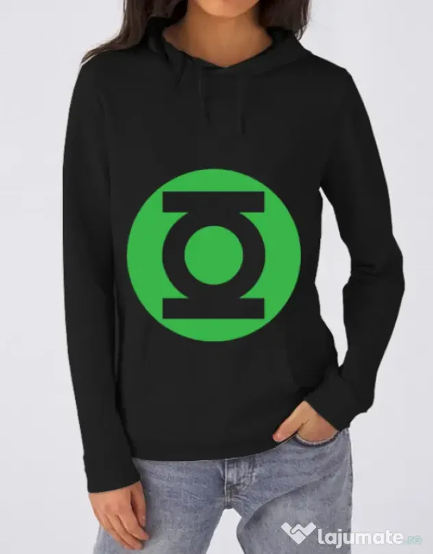 Hoodie dama cu gluga Green lantern Negru