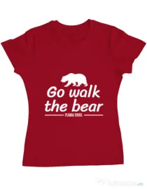 Tricou ADLER dama Go walk the bear Rosu