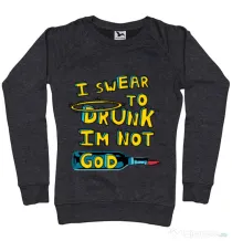Bluza ADLER dama I swear to drunk Negru melanj