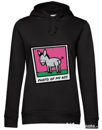 Hoodie dama cu gluga Photo of my ass Negru