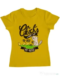 Tricou ADLER dama See my nuts Galben