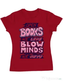 Tricou ADLER dama Open books Rosu