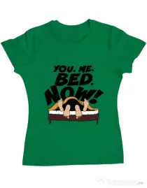 Tricou ADLER dama You me bed now Verde mediu