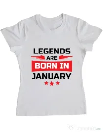 Tricou ADLER dama Legends are born in January Alb