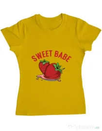 Tricou ADLER dama Sweet babe Galben