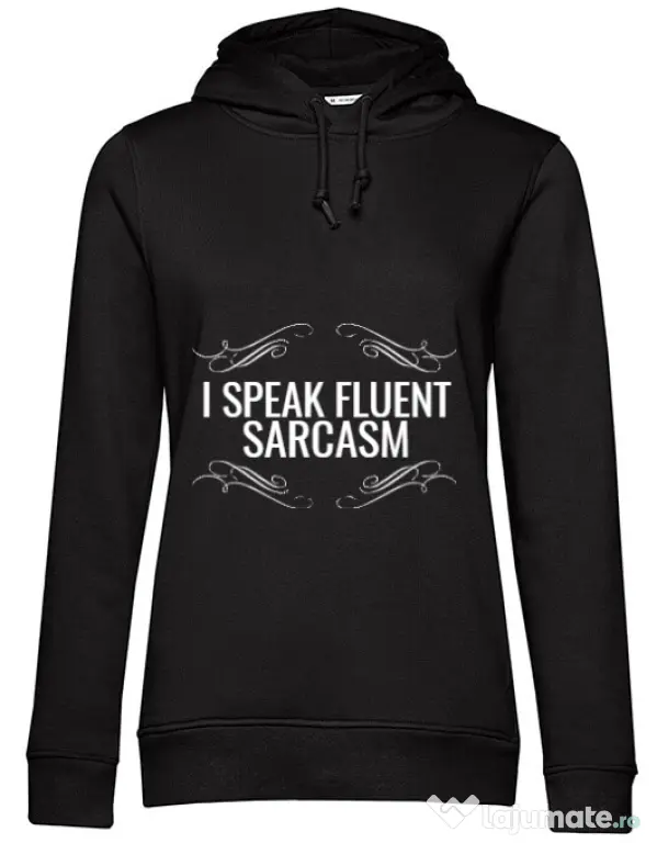 Hoodie dama cu gluga Sarcasm Negru