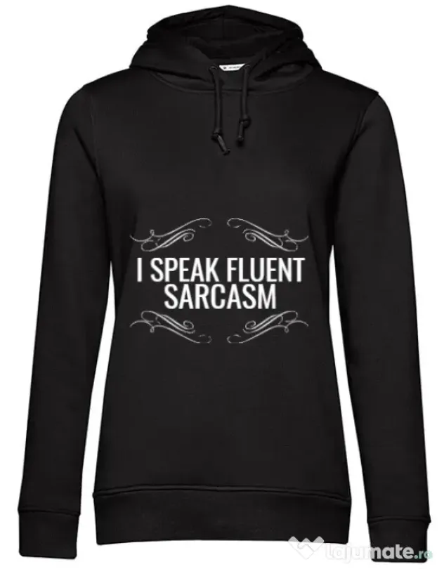 Hoodie dama cu gluga Sarcasm Negru