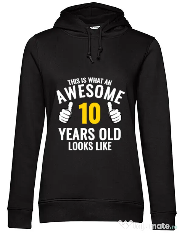 Hoodie dama cu gluga Awesome birthday Negru