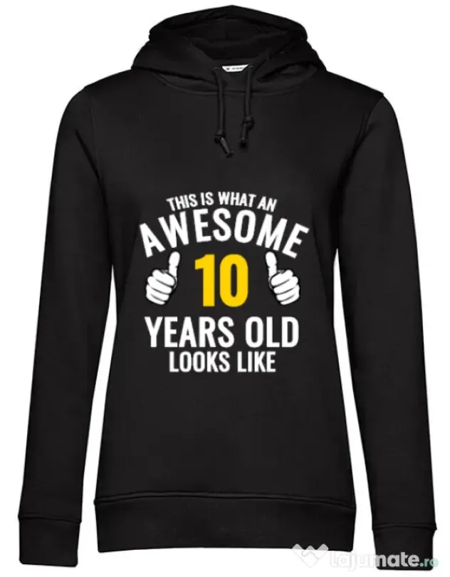 Hoodie dama cu gluga Awesome birthday Negru