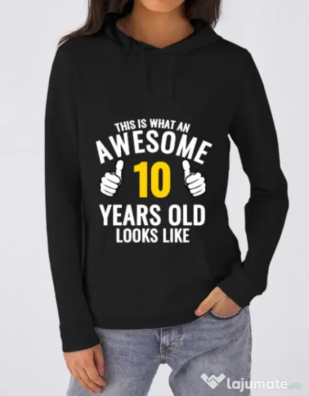 Hoodie dama cu gluga Awesome birthday Negru