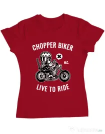 Tricou ADLER dama Chopper biker Rosu
