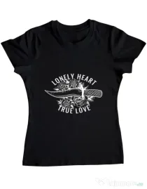 Tricou ADLER dama Lonely heart Negru