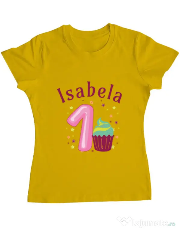 Tricou ADLER dama First Birthday Galben