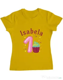 Tricou ADLER dama First Birthday Galben