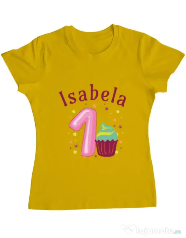 Tricou ADLER dama First Birthday Galben