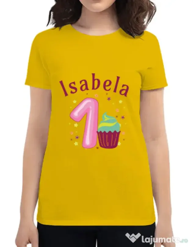 Tricou ADLER dama First Birthday Galben
