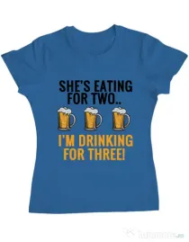 Tricou ADLER dama Drinking for three Albastru azuriu
