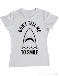 Tricou ADLER dama Sad shark Alb