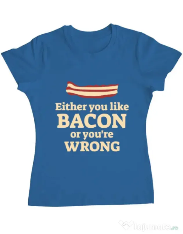 Tricou ADLER dama Bacon lover Albastru azuriu