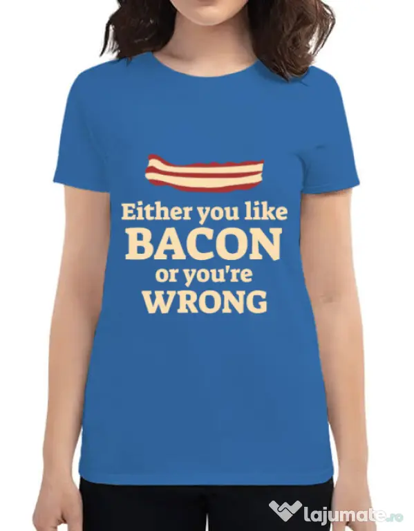 Tricou ADLER dama Bacon lover Albastru azuriu