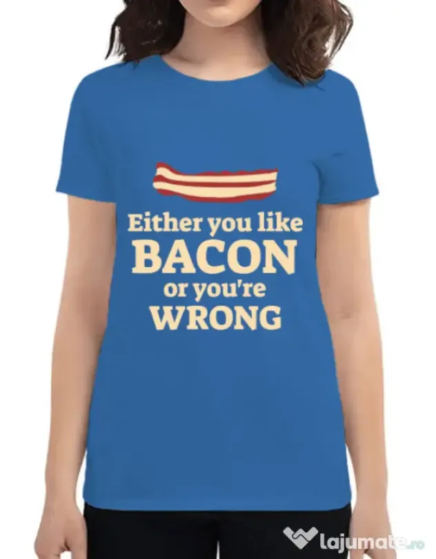 Tricou ADLER dama Bacon lover Albastru azuriu