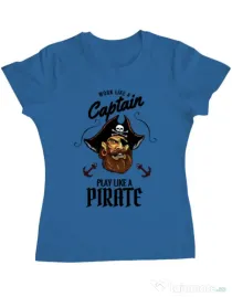 Tricou ADLER dama Play like a pirate Albastru azuriu