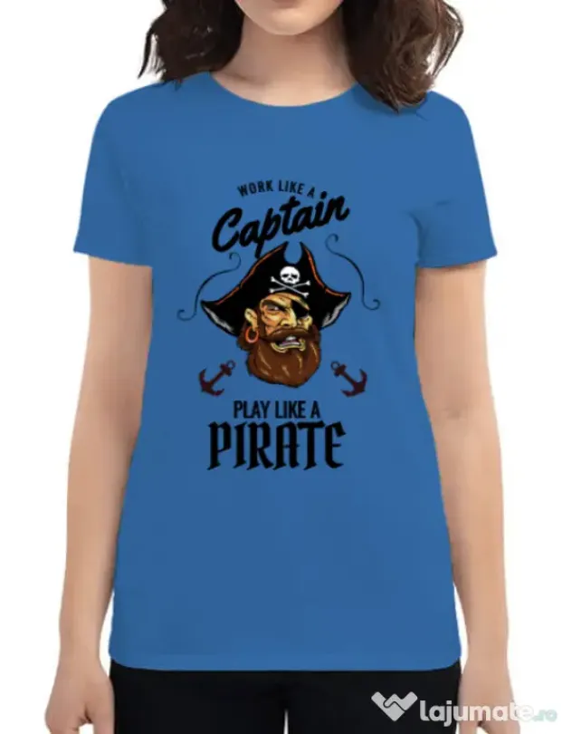 Tricou ADLER dama Play like a pirate Albastru azuriu