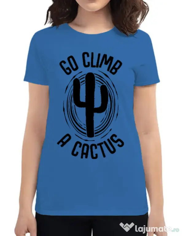 Tricou ADLER dama Go climb a cactus Albastru azuriu