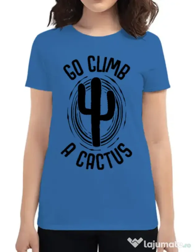 Tricou ADLER dama Go climb a cactus Albastru azuriu