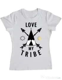 Tricou ADLER dama Love my tribe Alb