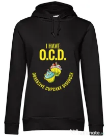 Hoodie dama cu gluga Obsessive cupcake disorder Negru
