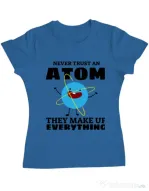 Tricou ADLER dama Never trust an atom Albastru azuriu