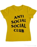 Tricou ADLER dama Anti social Club Galben