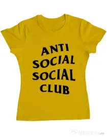 Tricou ADLER dama Anti social Club Galben