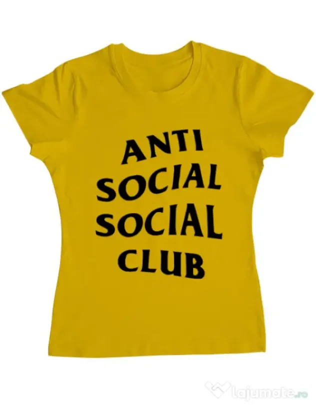 Tricou ADLER dama Anti social Club Galben
