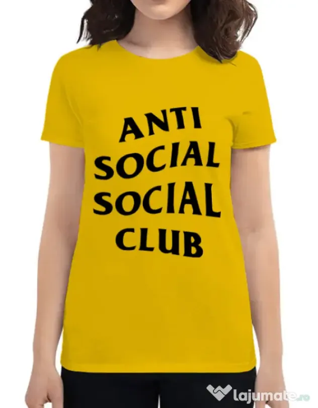 Tricou ADLER dama Anti social Club Galben