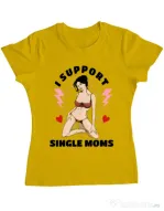 Tricou ADLER dama I Support Single Moms Galben