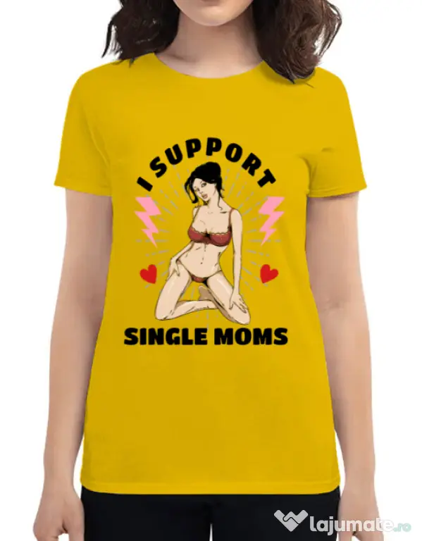 Tricou ADLER dama I Support Single Moms Galben