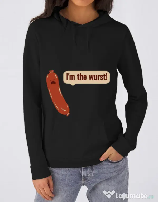 Hoodie dama cu gluga I’m the wurst Negru