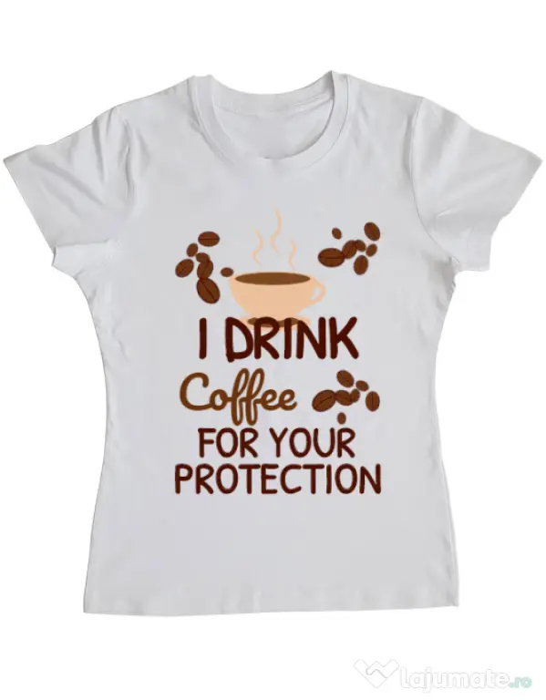 Tricou ADLER dama Coffee for protection Alb