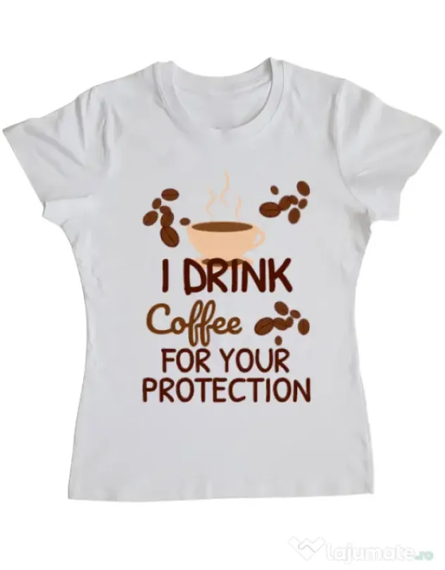 Tricou ADLER dama Coffee for protection Alb