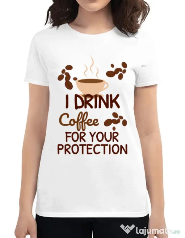Tricou ADLER dama Coffee for protection Alb