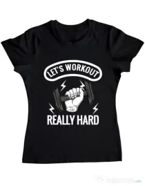Tricou ADLER dama Let’s workout Negru