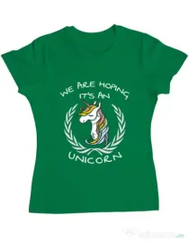 Tricou ADLER dama Hoping for an unicorn Verde mediu