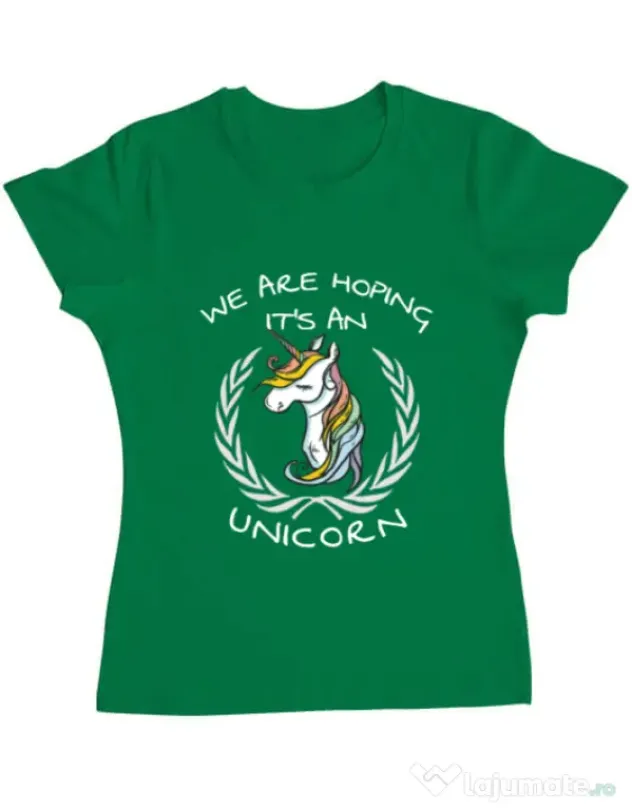 Tricou ADLER dama Hoping for an unicorn Verde mediu