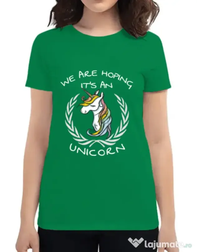 Tricou ADLER dama Hoping for an unicorn Verde mediu