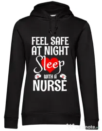 Hoodie dama cu gluga Feel safe at night Negru